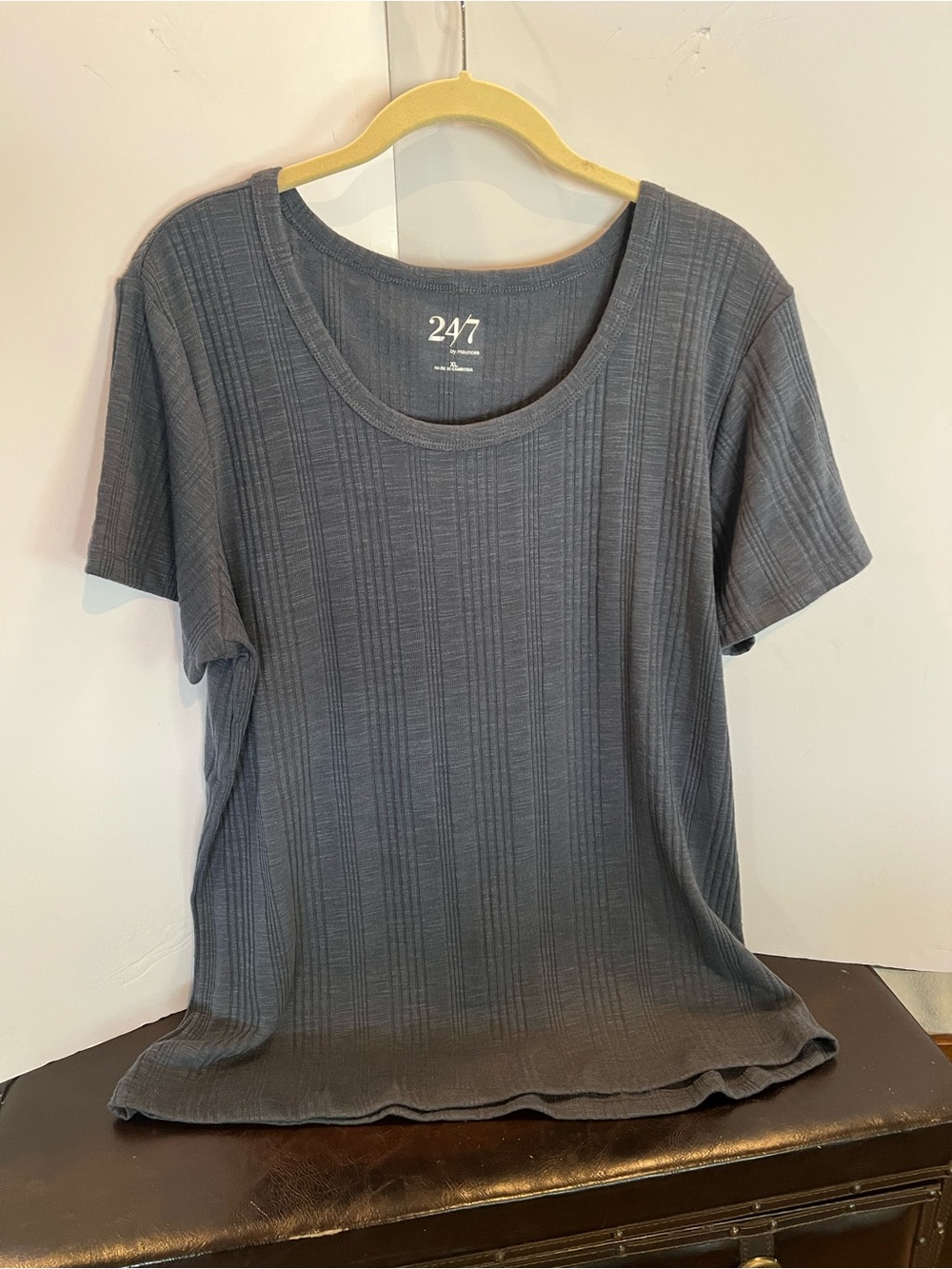 Maurices Charcoal Ribbed Short Sleeve Top